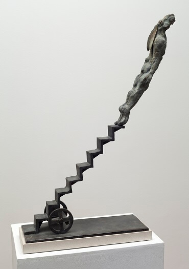 British sculptor, Bushra Fakhoury Sculpture, Bronze Sculpture, Leap of Faith (Bronze) W41cm x H68cm X D15cm