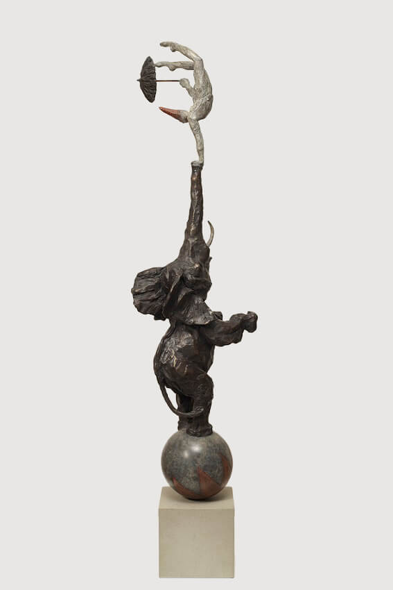 Balancing Harlequin (Bronze) 28cm x 110cm x 18cm copy