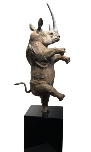 Dancing Rhino (Bronze) 94cmx-23cm-x-33cm